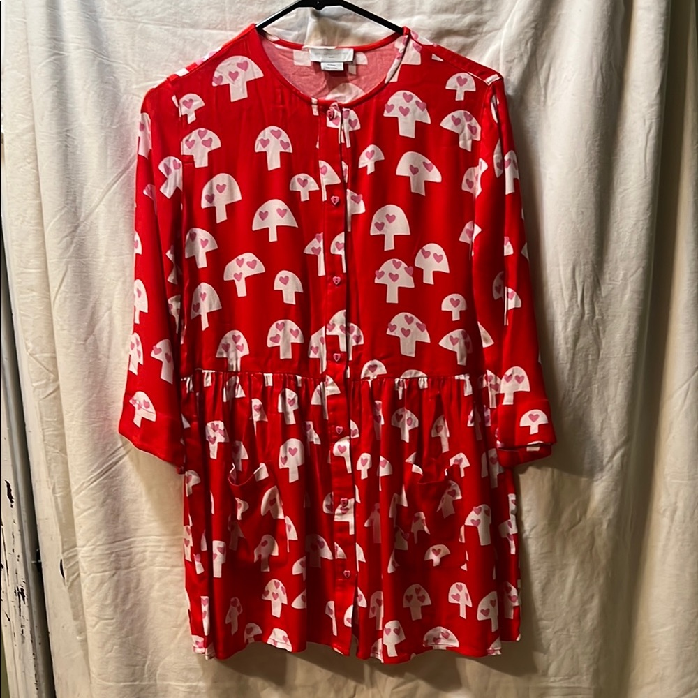 Stella McCartney Red and White Mushroom Print Dress